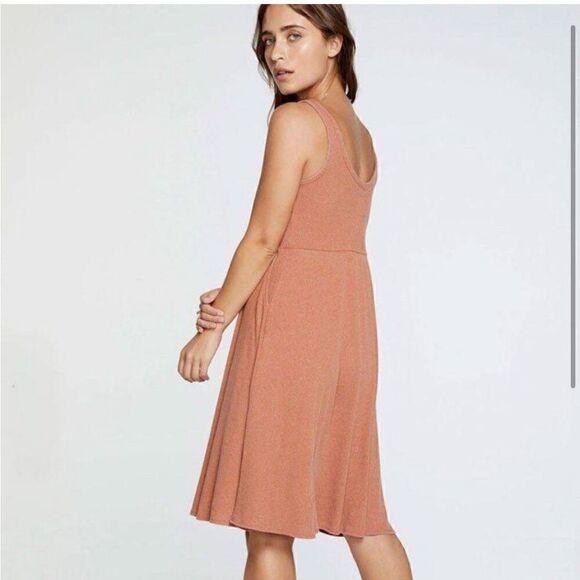 CHASER RIBBED OFF DOUBLE V TANK MIDI DRESS JASMINE. Size Small. NWT - Picture 2 of 6